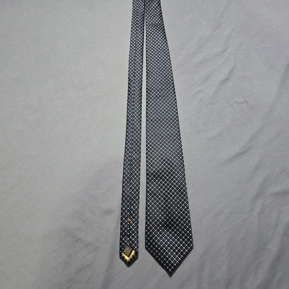 Donald J. Trump Necktie Mens OS Black Silver Geometric Silk Signature Collection